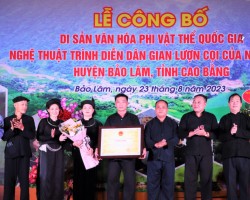 Công bố di sản văn hóa phi vật thể Quốc gia nghệ thuật trình diễn dân gian Lượn Cọi của người Tày huyện Bảo Lâm