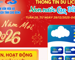 THÔNG TIN DU LỊCH NON NƯỚC CAO BẰNG TUẦN 29, TỪ NGÀY 29/12/2025-04/01/2026